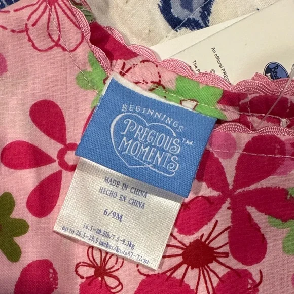 Precious Moments Pink Floral Baby Dress 6/9 months - Picture 2 of 6